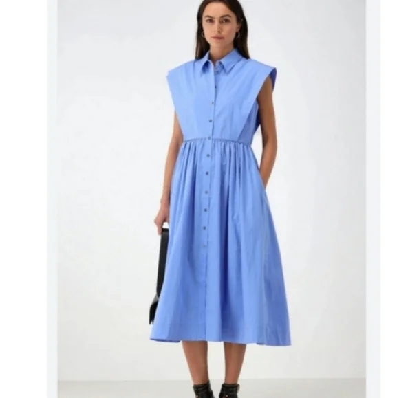 CO EXAGGERATED SHOULDER SLEEVELESS SHIRT DRESS - Picture 2 of 9